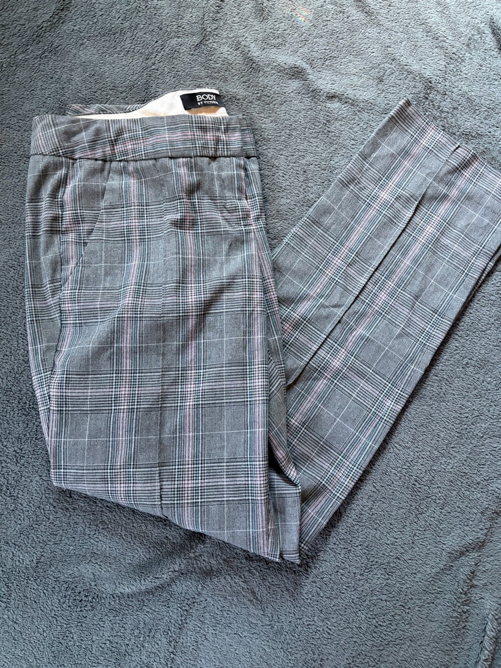 Victoria's Secret Gray Plaid Pants with Pink Accent